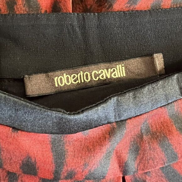 Roberto Cavalli Red Silk Leopard Print Pleated Skirt - Picture 5 of 6